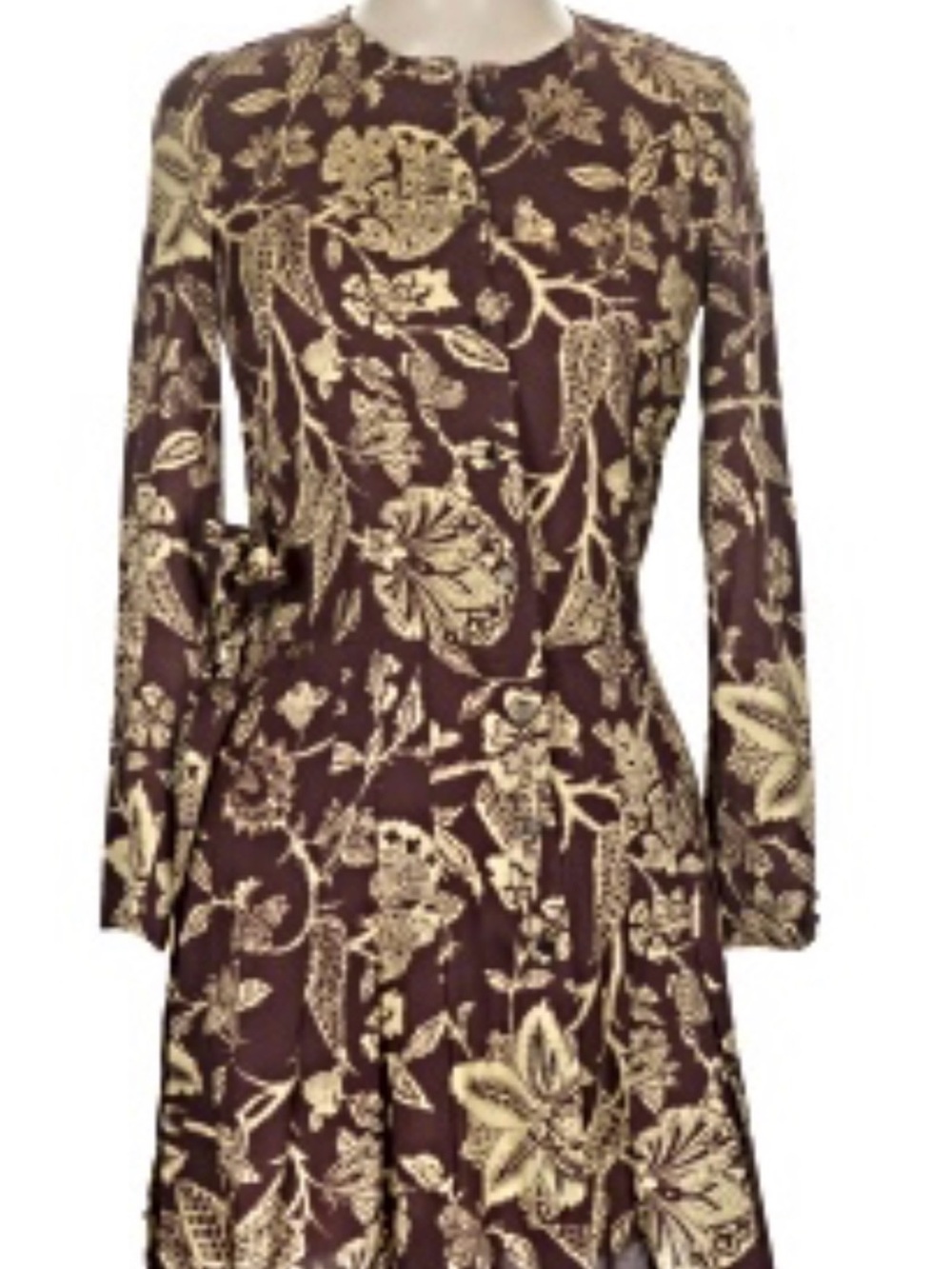 🤎NEW Isabel Marant Bel Mar Brown Floral Long-Sleeve Dress - Cream Pattern